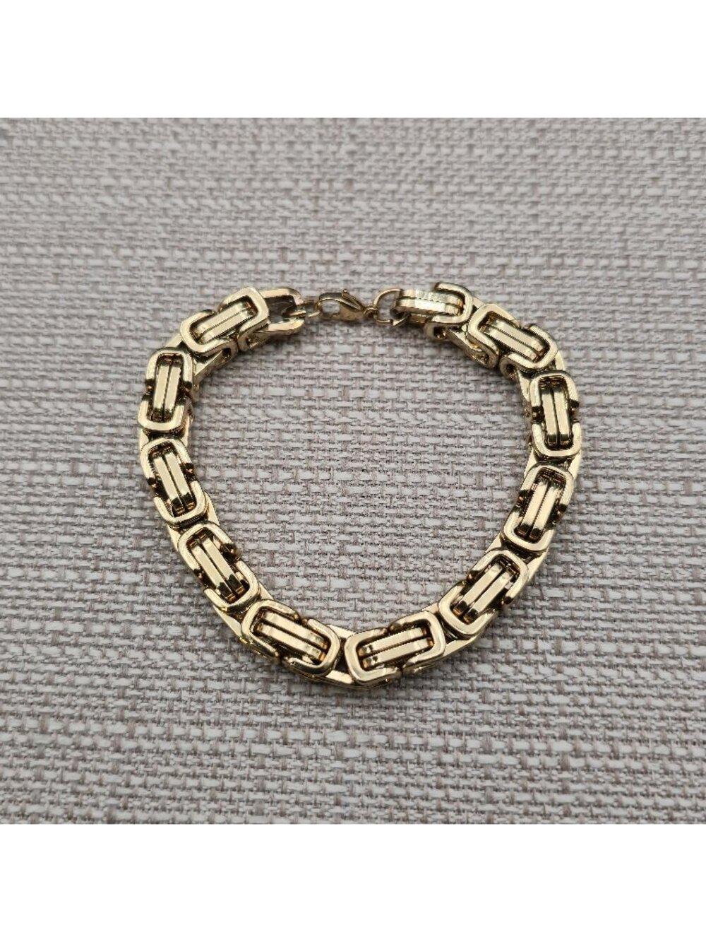 8 Inch Gold Over Stainless Steel Byzantine Chain Men's Bracelet B1390